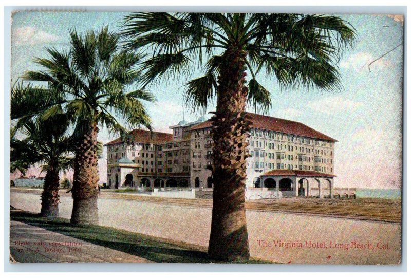 1909 The Virginia Hotel Tree-lined Exterior Long Beach California CA Postcard 