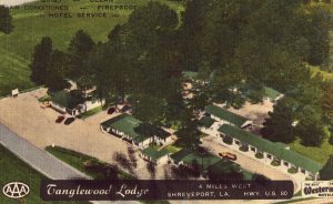 Aerial View - Tanglewood Lodge - Shreveport, Louisiana Linen Postcard