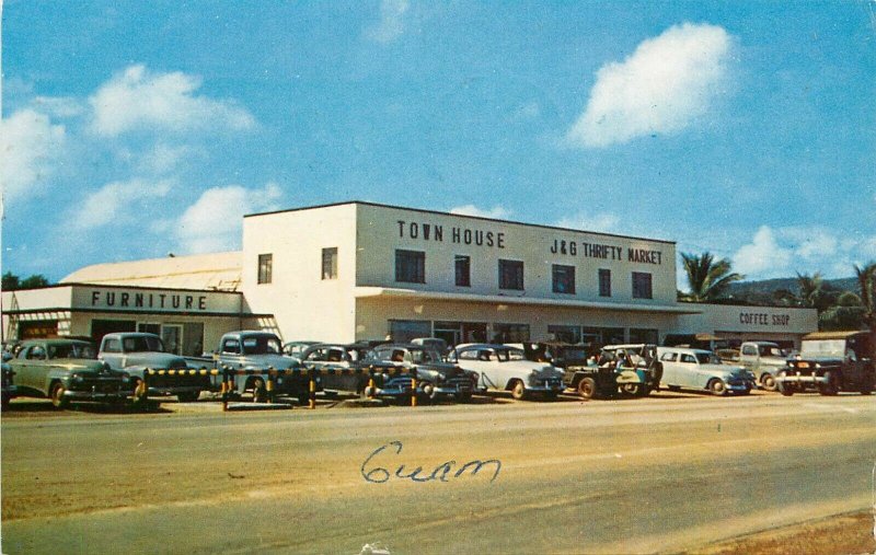 Vintage Postcard; Agana Guam, Town House Department Store- Largest on the Island