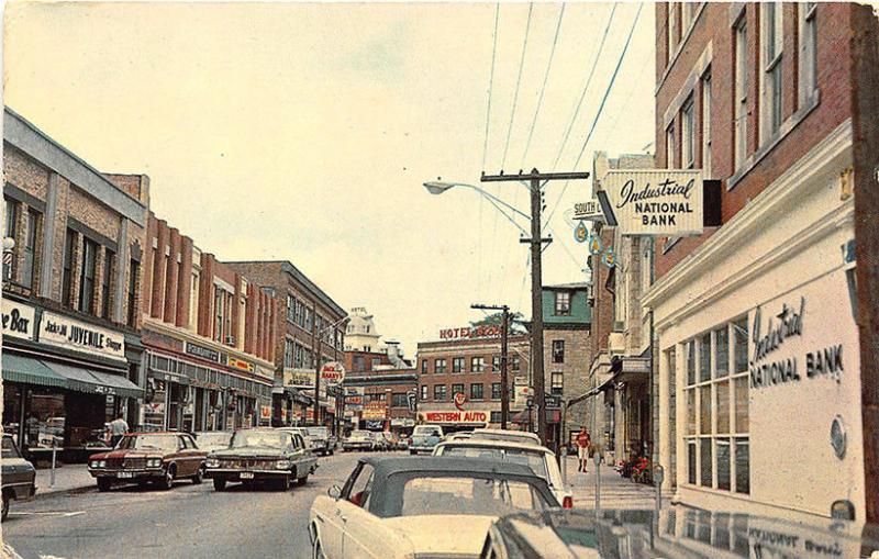 Westerly RI High Street Store Fronts Industrial Bank Old Cars Postcard