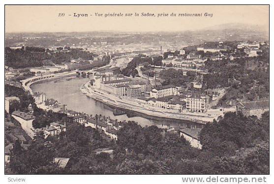 Vue Generale Sur La Saone, Prise Du Restaurant Gay, Lyon (Rhône), France, 19...