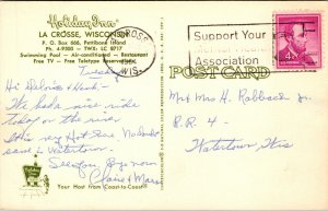 Vtg 1960s La Crosse Wisconsin WI Holiday Inn Postcard