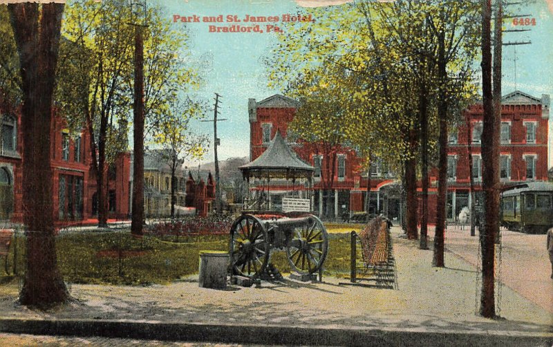 Bradford PA Park Street James Hotel Canon Trolley Postcard