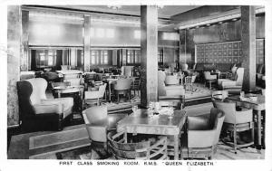 First Class Smoking Room RMS Queen Elizabeth Ship 1956 