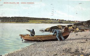 Going Fishing Boat Hope Island Maine 1908 postcard