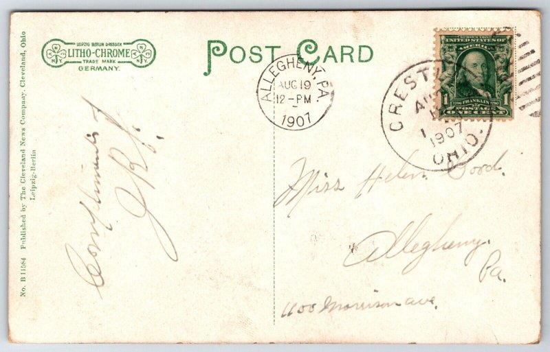 Post Office Building Crestline Ohio OH 1907 DB Postcard D15
