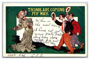 Comic Pretty Lady Sees Things Coming My Way Creepers 1905 UDB Postcard S2