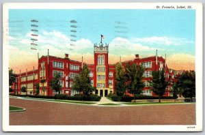 Vtg Joliet Illinois IL St Francis College 1940s View Linen Postcard