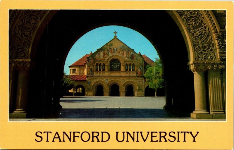 Arch View Stanford University Memorial Church Palo Alto California CA Postcard 