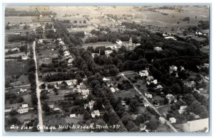 c1930's Aerial Birds Eye View College Hill Hillsdale MI RPPC Photo Postcard