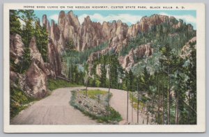 Black Hills SD~Horse Shoe Curve On Needles Hwy Custer Park~Vintage Postcard