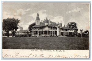 1908 Exterior View Lotus Club Lake Contrary St Joseph Missouri Vintage Postcard