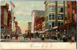 Lexington Street Shopping District, Baltimore MD Vintage Postcard D79