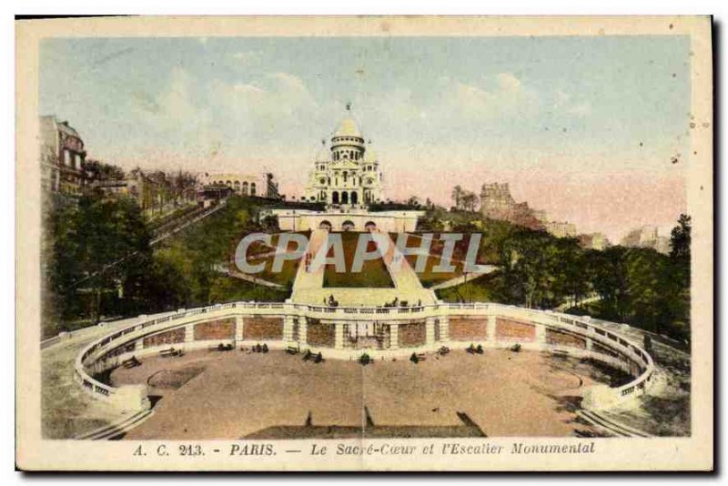 Old Postcard Paris Le Sacre Coeur and the Monumental Staircase