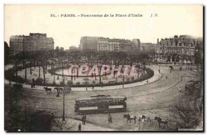 Old Postcard From Paris Panorama Square D & # 39italie Tramway
