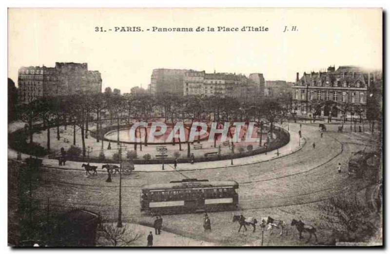 Old Postcard From Paris Panorama Square D & # 39italie Tramway