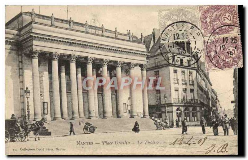 Old Postcard Nantes Place Graslin Theater