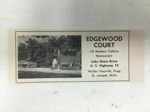 Edgewood Court Cabins Restaurant Vintage Print Ad St. Joseph Michigan Picture