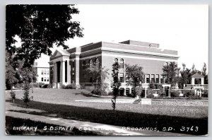 Brookings South Dakota Libray SD State College RPPC Postcard C27