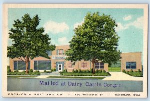 Waterloo Iowa IA Postcard Coca-Cola Bottling Co. Washington St. c1940's Vintage