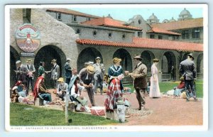 ALBUQUERQUE, New Mexico NM ~ Entrance INDIAN BUILDING Fred Harvey 1920s Postcard