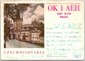 1953 QSL Radio Card Code OK1AEH Czechoslovakia Praha Amateur Station Postcard