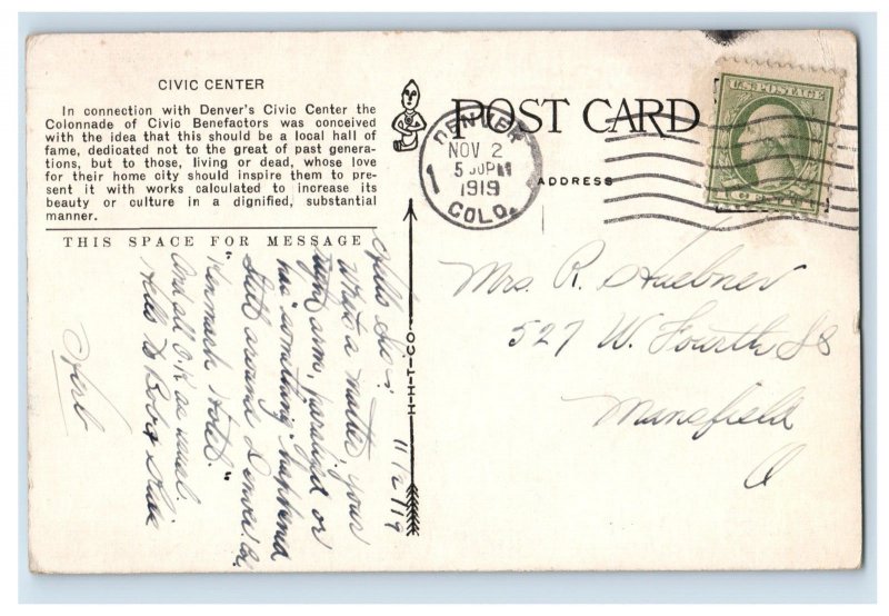 c1910 Civic Center Denver Colo. Postcard P96