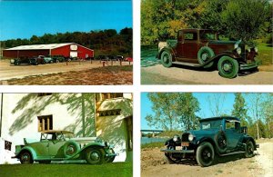 4~Postcards Quincy IL Illinois QUINSIPPI ISLAND ANTIQUE CAR MUSEUM Vintage Autos