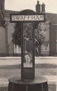 Swaffham Norfolk Village Sign Real Photo Postcard