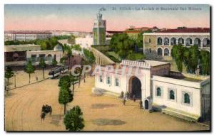Old Postcard Tunisia Tunis Casbah and Bab Boulevard Menurn