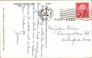 Chatham Fishing Fleet Cape Cod Massachusetts Birds Eye View Cancel PM Postcard 