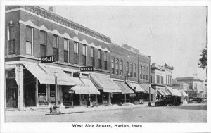 Harlan Iowa West Side Square automobiles Auburn 1940s Postcard 21-13661