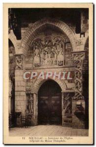 Old Postcard Souillac Interior De L & # 39Eglise Legend Of Monk Theophile