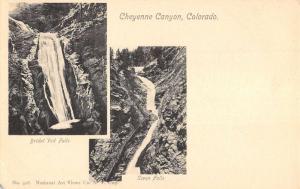 Cheyenne Canyon Colorado Water Fall Multiview Antique Postcard K89372