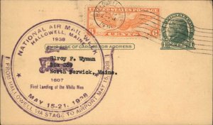 Hallowell Maine National Airmail Wk Postal History Stage to Airport Postal Card