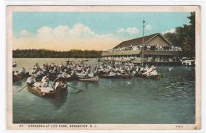 Canoeing Ciity Park Bridgeton New Jersey NJ 1929 postcard