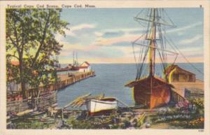 Massachusetts Cape Cod Typical Waterfront Scene 1950