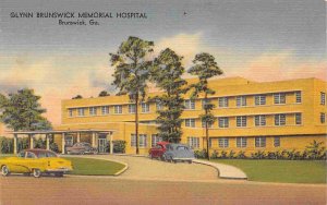 Brunswick Memorial Hospital Cars Brunswick Georgia 1950s linen postcard