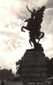 Vintage Postcard 1912 Statue Pegasus Pegaso Monument Mexico MX Real Photo RPPC