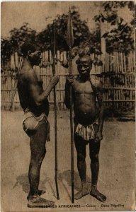 PC CPA GABON, DEUX NÉGRILLES, Vintage Postcard (b21791)