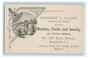 c1880's Herbert Clark Watches Jewelry Advertising Business Card Providence RI 