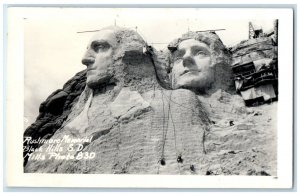 1939 Rushmore Memorial Scuplture Black Hills Rapid City SD RPPC Photo Postcard