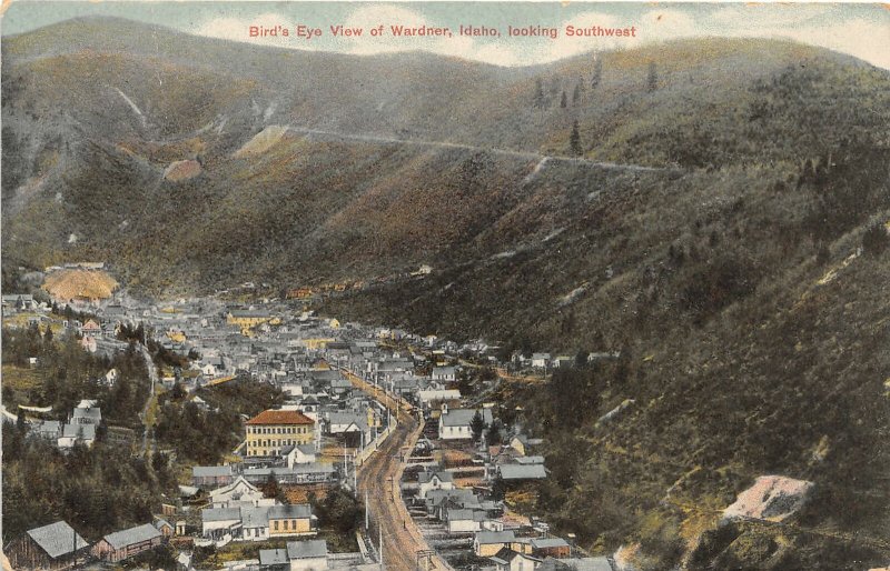 H9/ Wardner Idaho Postcard c1910 Birdseye View Homes School