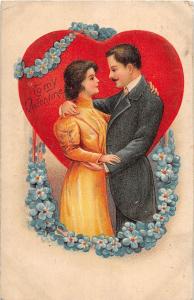 D41/ Valentine's Day Love Holiday Postcard c1910 ASB 172 Man Woman Heart 13