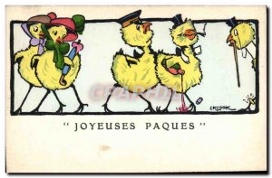 Old Postcard Chicks Happy Easter