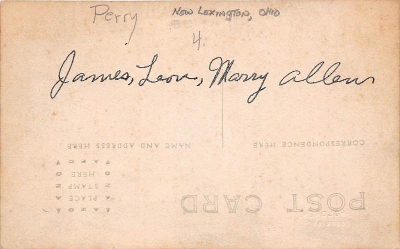 D19/ New Lexington Ohio Postcard Real Photo RPPC Family Porch Home c1910