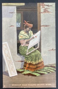 Mint Mexico Color Picture Postcard Mexican Maid Making Drawing Work