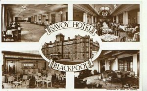 Lancashire Postcard - Views of Savoy Hotel - Blackpool - Real Photo - Ref 8552A