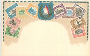 Stamps of Guatemala with coat of arms by Ottmar Zieher chromo litho postcard