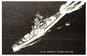 Aerial View U.S.S. Joseph K. Taussig Ship Atlantic Fleet Newport RI Postcard